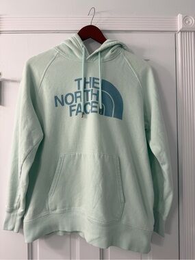 The North Face Mint Green Hoodie with Blue Logo